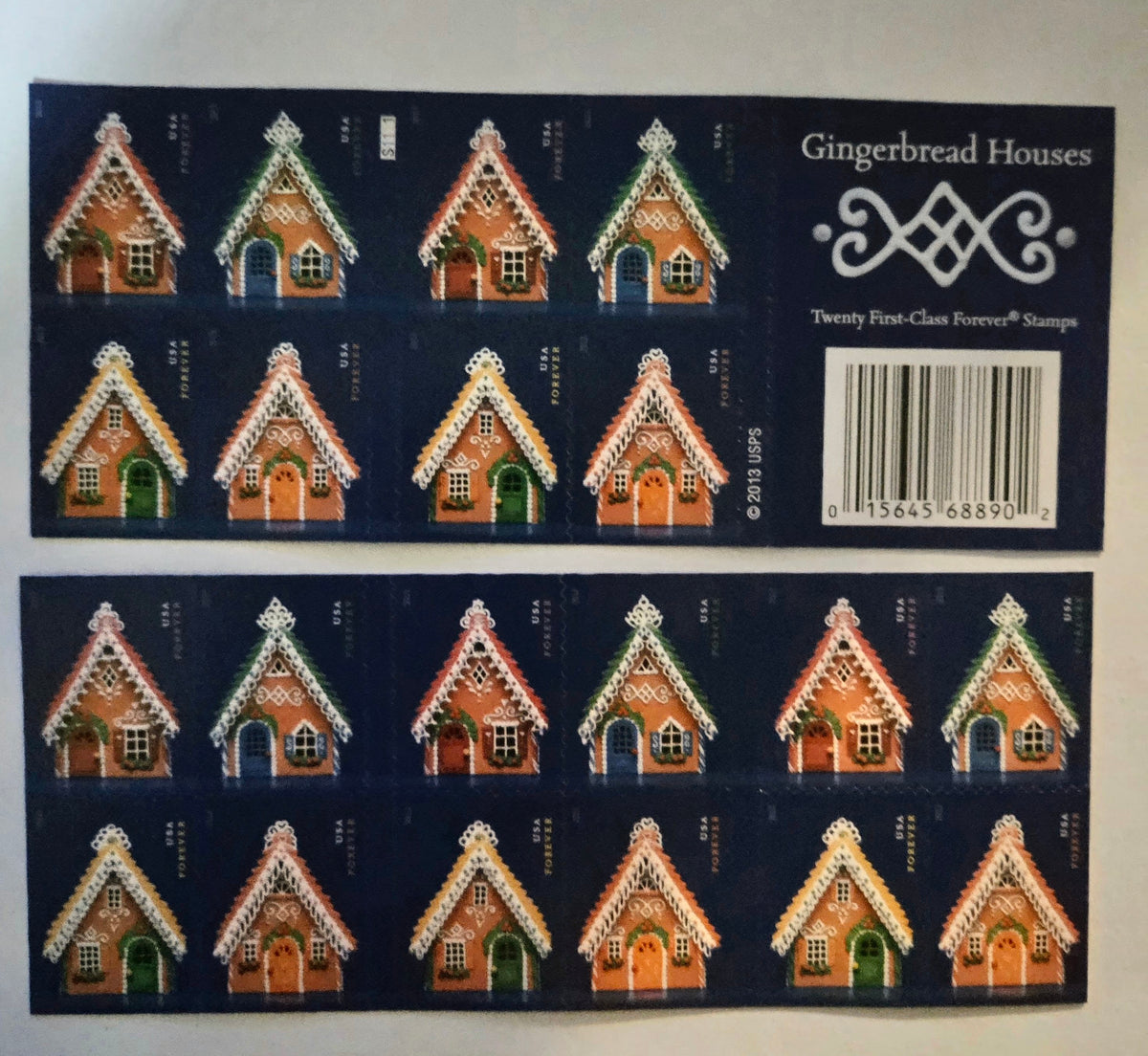 Phil A. Telist's 100 US Forever Christmas Stamps, Gingerbread Houses. Mint, Unused,. Free shipping